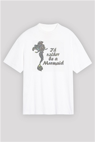 The Little Mermaid Beyaz Oversize Tişört Oversize T-shirt