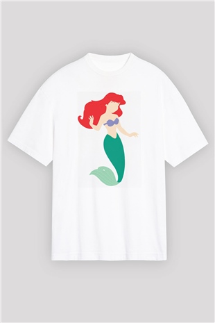 The Little Mermaid Beyaz Oversize Tişört Oversize T-shirt
