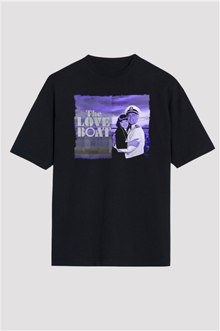 The Love Boat Siyah Oversize Tişört