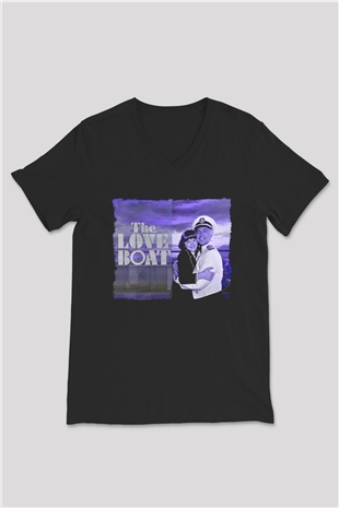 The Love Boat Siyah Unisex  V Yaka Tişört