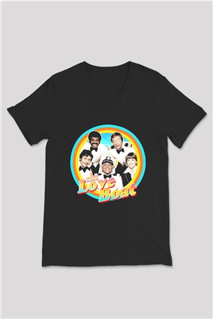 The Love Boat Siyah Unisex  V Yaka Tişört