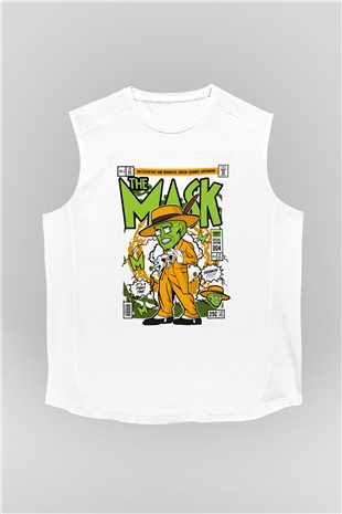The Mask Baskılı Unisex Beyaz Kolsuz Tişört