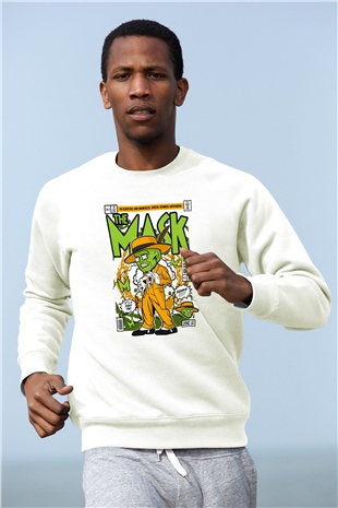 The Mask Baskılı Unisex Beyaz Sweatshirt