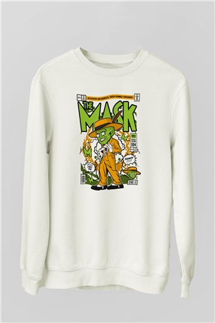 The Mask Baskılı Unisex Beyaz Sweatshirt