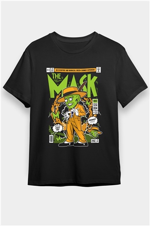 The Mask Yeşil Maske Baskılı Unisex Siyah Tişört