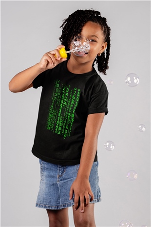 The Matrix Baskılı Siyah Unisex Çocuk Tişört