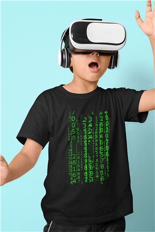 The Matrix Baskılı Siyah Unisex Çocuk Tişört