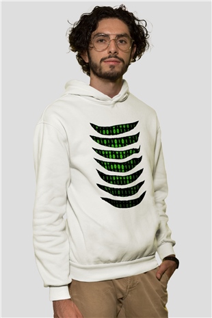 The Matrix Beyaz Unisex Hoodie