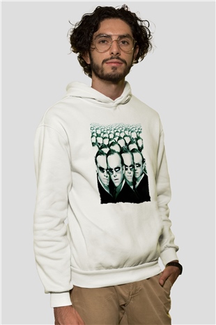 The Matrix Beyaz Unisex Hoodie
