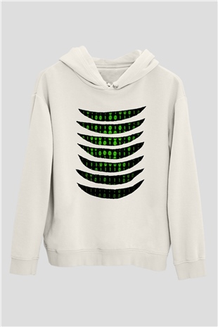The Matrix Beyaz Unisex Hoodie