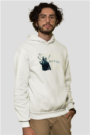 The Matrix Beyaz Unisex Hoodie