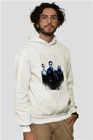 The Matrix Beyaz Unisex Hoodie