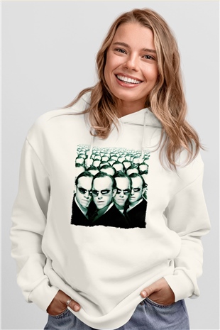 The Matrix Beyaz Unisex Hoodie