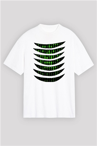 The Matrix Beyaz Unisex Oversize Tişört T-Shirt