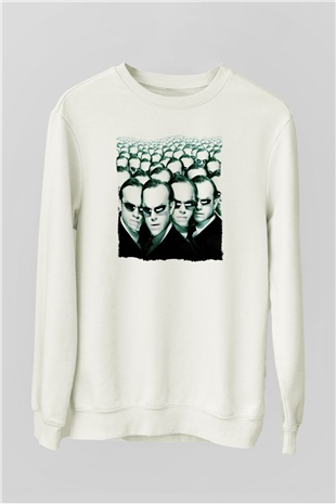 The Matrix Beyaz Unisex Sweatshirt