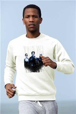 The Matrix Beyaz Unisex Sweatshirt