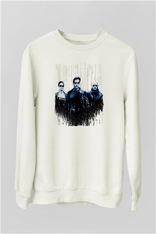 The Matrix Beyaz Unisex Sweatshirt