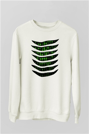 The Matrix Beyaz Unisex Sweatshirt
