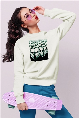 The Matrix Beyaz Unisex Sweatshirt
