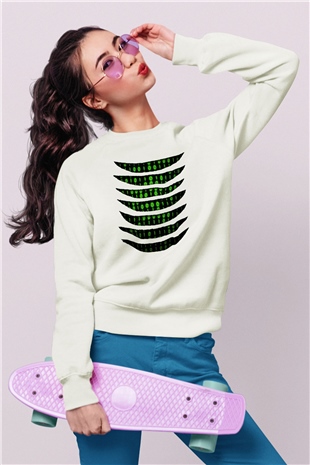 The Matrix Beyaz Unisex Sweatshirt