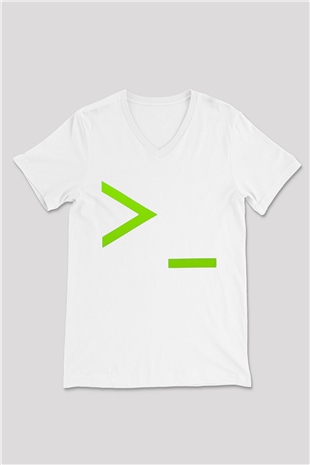 The Matrix Beyaz Unisex V Yaka Tişört T-Shirt