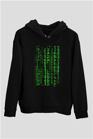 The Matrix Siyah Unisex Kapşonlu Sweatshirt