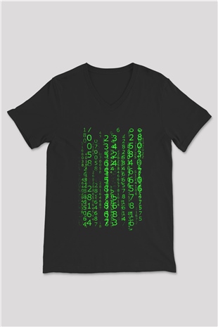 The Matrix Siyah Unisex V Yaka Tişört T-Shirt