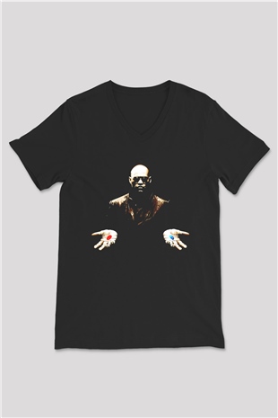 The Matrix Siyah Unisex V Yaka Tişört T-Shirt