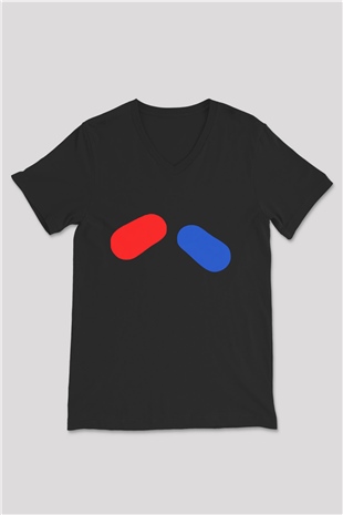 The Matrix Siyah Unisex V Yaka Tişört T-Shirt