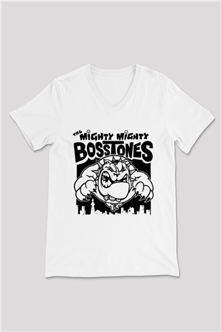 The Mighty Mighty Bosstones Beyaz Unisex V Yaka Tişört
