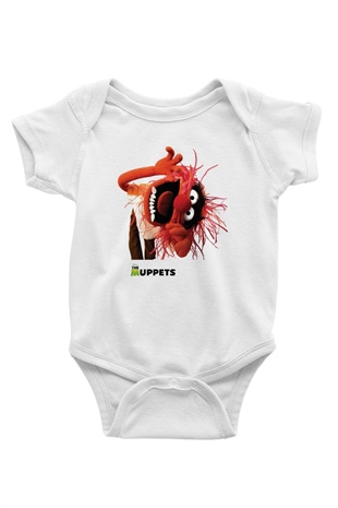 The Muppets Baskılı Beyaz Unisex Bebek Body - Zıbın
