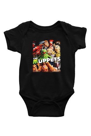 The Muppets Baskılı Siyah Bebek Body - Zıbın