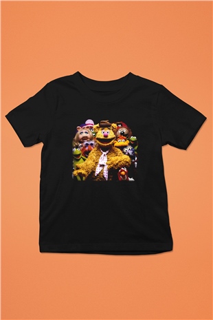 The Muppets Baskılı Siyah Unisex Çocuk Tişört