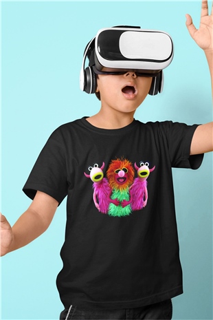 The Muppets Baskılı Siyah Unisex Çocuk Tişört