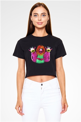 The Muppets Siyah Crop Top Tişört