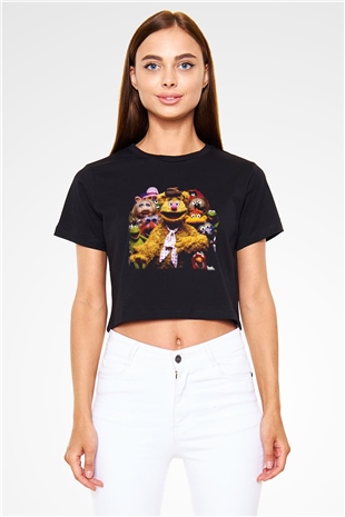 The Muppets Siyah Crop Top Tişört
