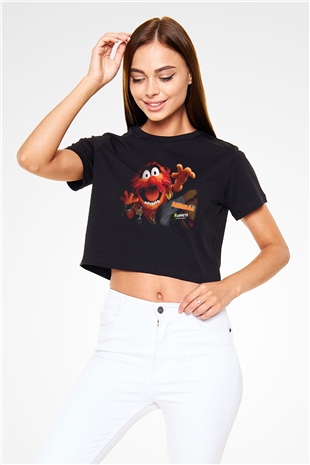 The Muppets Siyah Crop Top Tişört
