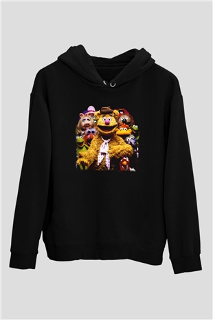 The Muppets Siyah Unisex Kapüşonlu Sweatshirt