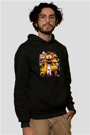 The Muppets Siyah Unisex Kapüşonlu Sweatshirt