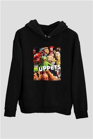 The Muppets Siyah Unisex Kapüşonlu Sweatshirt