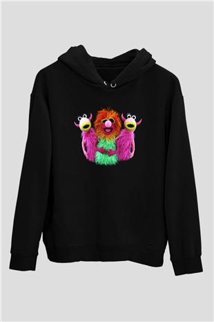 The Muppets Siyah Unisex Kapüşonlu Sweatshirt