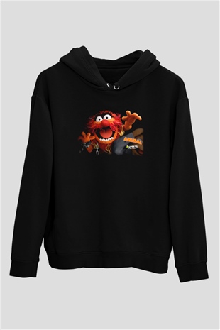 The Muppets Siyah Unisex Kapüşonlu Sweatshirt