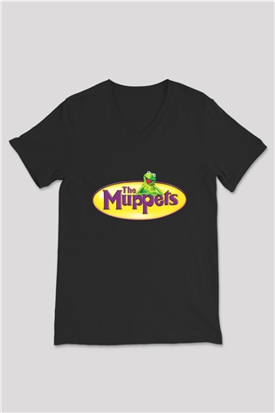 The Muppets Siyah Unisex V Yaka Tişört