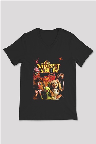 The Muppets Siyah Unisex V Yaka Tişört