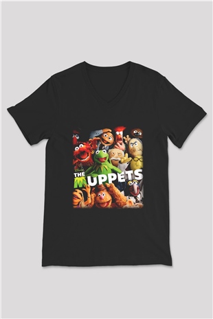 The Muppets Siyah Unisex V Yaka Tişört