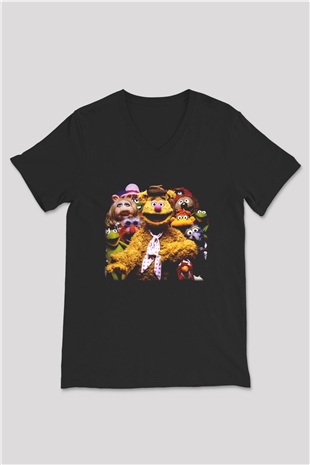 The Muppets Siyah Unisex V Yaka Tişört