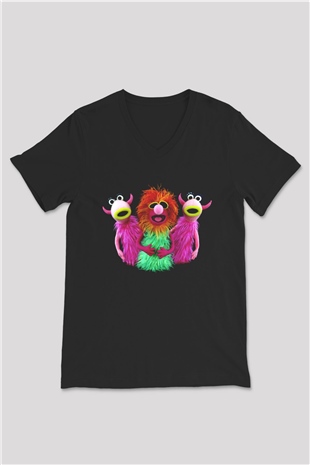 The Muppets Siyah Unisex V Yaka Tişört
