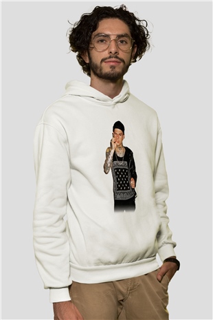The Neighbourhood Beyaz Unisex Kapşonlu Sweatshirt