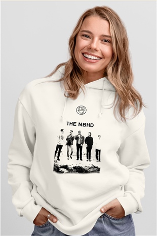 The Neighbourhood Beyaz Unisex Kapşonlu Sweatshirt