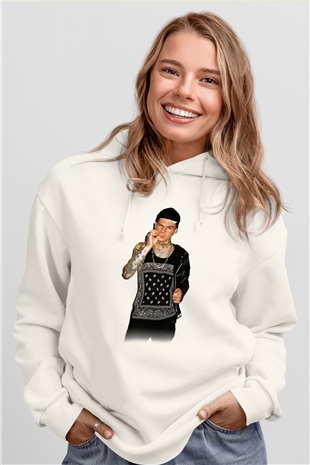 The Neighbourhood Beyaz Unisex Kapşonlu Sweatshirt